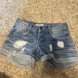 blue jean shorts ripped